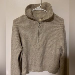 Cropped tan quarter zip top